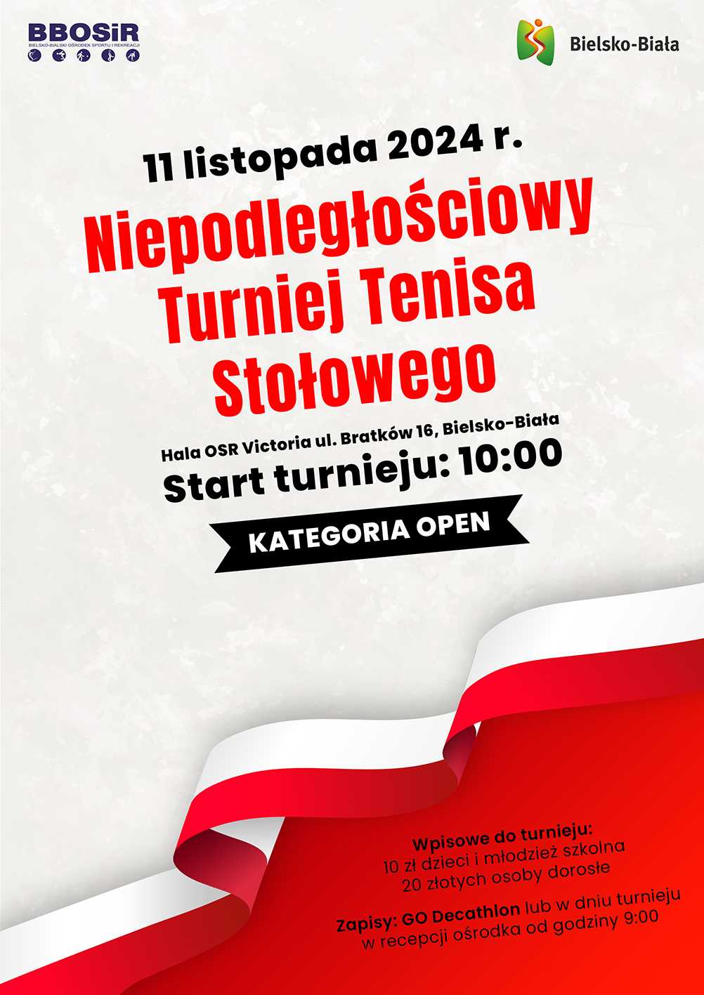 Plakat turnieju Niepodległościowy Turniej Tenisa Stołowego